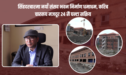 सिंहदरबारमा नयाँ संसद भवन निर्माण धमाधम, करिब चारसय मजदूर २४ सै घन्टा सक्रिय सिंहदरबारमा नयाँ संसद भवन निर्माण धमाधम, करिब चारसय मजदूर २४ सै घन्टा सक्रिय