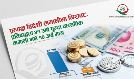प्रत्यक्ष विदेशी लगानीमा गिरावट: प्रतिबद्धता ४१ अर्ब पुग्दा वास्तविक लगानी भने १० अर्ब मात्र