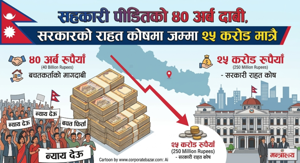 सहकारी पीडितको ४० अर्ब दाबी, सरकारको राहत कोषमा जम्मा २५ करोड मात्रै