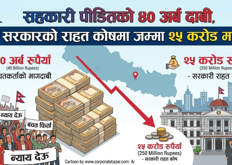 सहकारी पीडितको ४० अर्ब दाबी, सरकारको राहत कोषमा जम्मा २५ करोड मात्रै