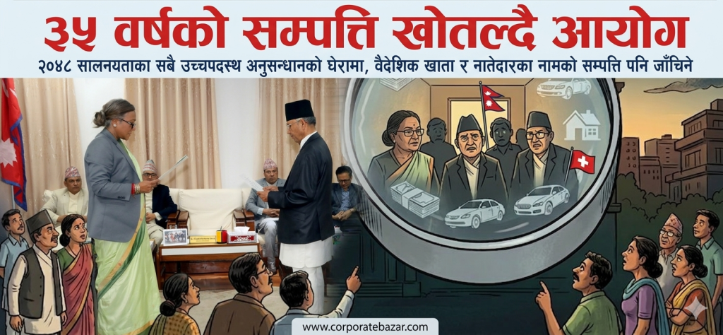 ३५ वर्षको सम्पत्ति खोतल्दै आयोग: पूर्व राजादेखि गभर्नर र सीईओसम्म अनुसन्धानको घेरामा