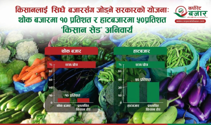 किसानलाई सिधै बजारसँग जोड्ने सरकारको योजना: थोक बजारमा १० प्रतिशत र हाटबजारमा ५०प्रतिशत ‘किसान सेड’ अनिवार्य