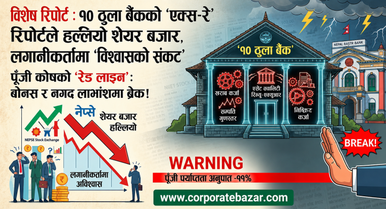 विशेष रिपोर्ट : १० ठुला बैंकको ‘एक्स-रे’ रिपोर्टले हल्लियो शेयर बजार, लगानीकर्तामा ‘विश्वासको संकट’