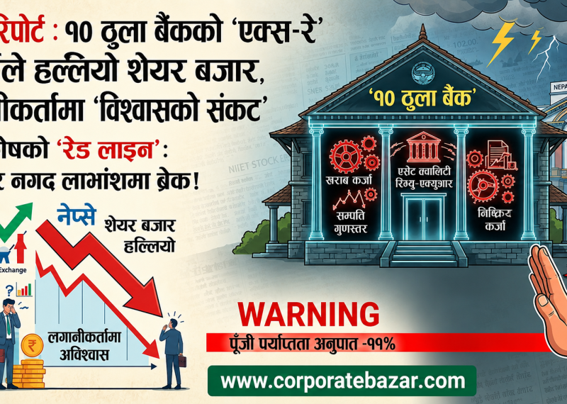 विशेष रिपोर्ट : १० ठुला बैंकको ‘एक्स-रे’ रिपोर्टले हल्लियो शेयर बजार, लगानीकर्तामा ‘विश्वासको संकट’