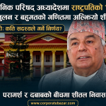 संवैधानिक परिषद् अध्यादेशमा राष्ट्रपतिको ‘ब्रेक’ : शक्ति सन्तुलन र बहुमतको गणितमा अल्झियो शीतल निवास
