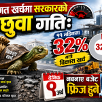 पुँजीगत खर्चमा सरकारको कछुवा गति: ११ महिनामा ३२ प्रतिशत मात्रै विकास खर्च, दैनिक ९ अर्ब नबनाए बजेट फ्रिज हुने पुँजीगत खर्चमा सरकारको कछुवा गति: ११ महिनामा ३२ प्रतिशत मात्रै विकास खर्च, दैनिक ९ अर्ब नबनाए बजेट फ्रिज हुने