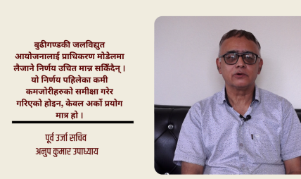 बुढीगण्डकीलाई कम्पनी मोडेलमै अघि बढाएर रणनीतिक साझेदार भित्र्याउनुपर्छ : पूर्व ऊर्जा सचिव उपाध्याय