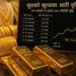 सुरक्षित लगानीतर्फ आकर्षण बढ्दा सुनको मूल्य एक सातामै ११ हजार ६०० रुपैयाँले महँगियो