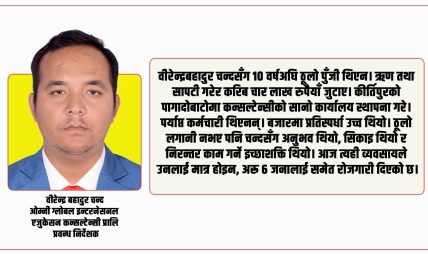 चार लाखबाट सुरु भएको यात्रा : वीरेन्द्र बहादुर चन्दको संघर्षदेखि उद्यमशीलतासम्म चार लाखबाट सुरु भएको यात्रा : वीरेन्द्र बहादुर चन्दको संघर्षदेखि उद्यमशीलतासम्म